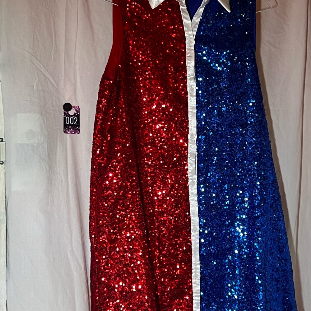 Peach Love California Red and Blue Sequin Dress